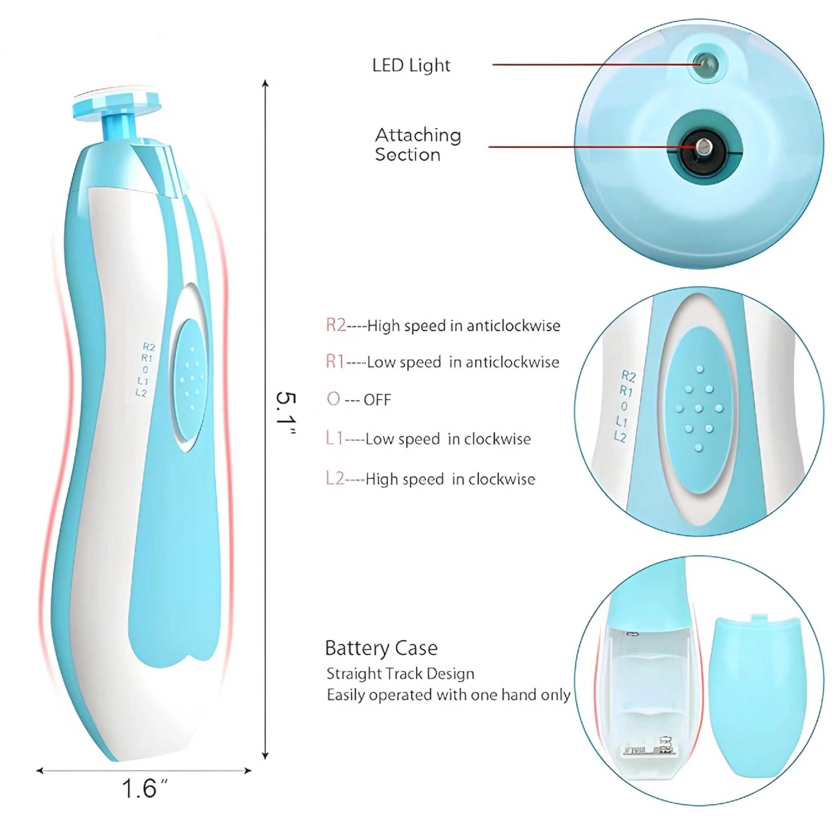 Baby Electric Nail Trimmer with LED Light – Safe Nail Cutter for Infants